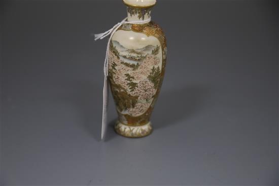 A fine Japanese Satsuma pottery ovoid vase, by Yabu Meizan, Meiji period, H.11cm